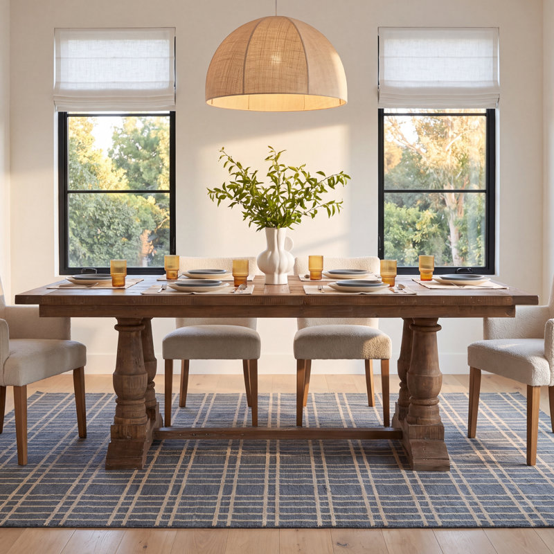 Birch Lane™ McKew 76'' Solid Wood Trestle Dining Table & Reviews